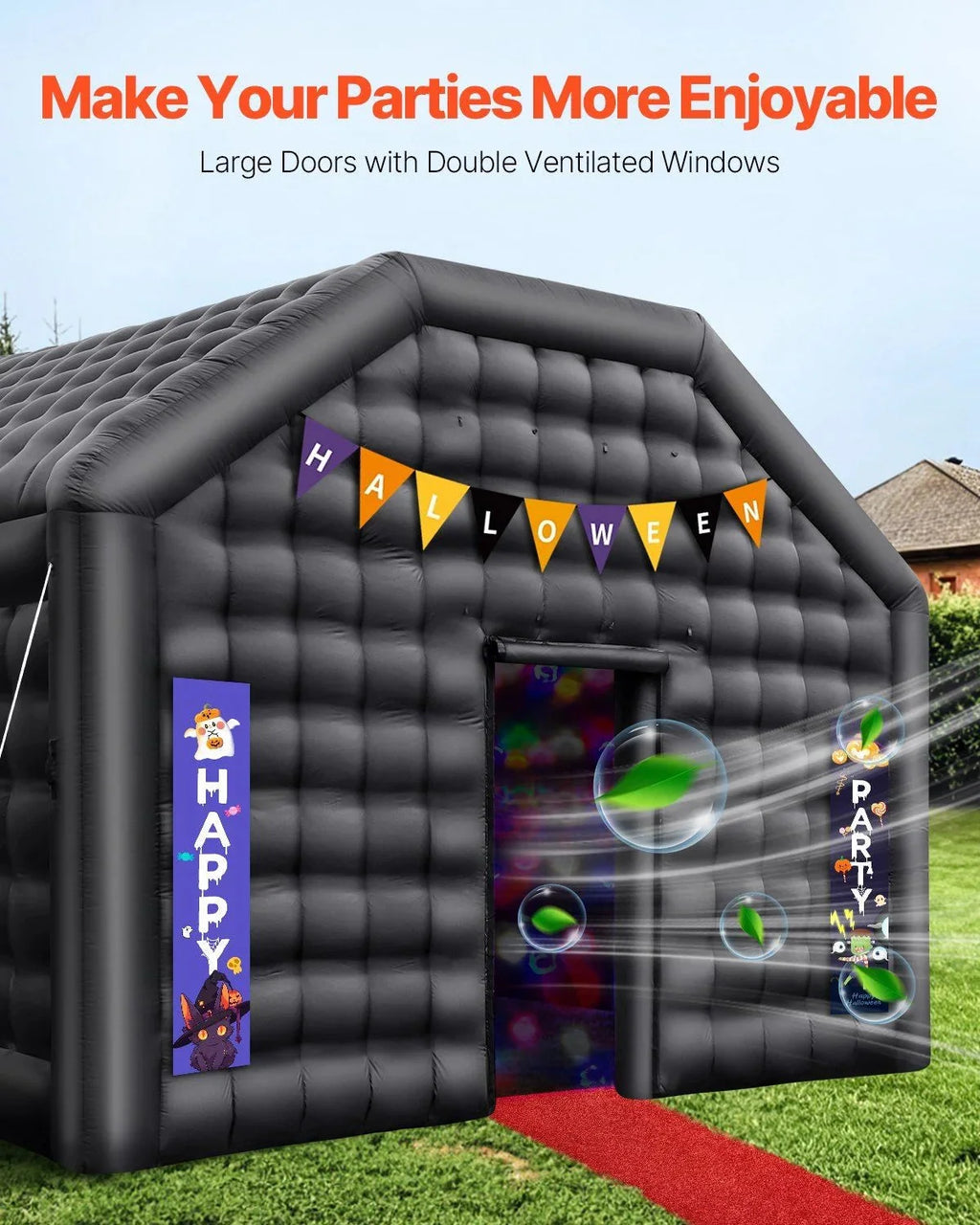 Inflatable Nightclub Party Tent With Lights, 19.7 x 16.4 x 12 Ft
