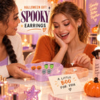 9 Pairs Halloween Earrings Studs- Pumpkin Spider Web Ghost Bat Dangle Earrings for Women, Halloween Outfits Accessories, Costume Party Favors