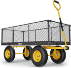 Vibemo Steel Garden Cart 2-in-1, 1400 lbs, 13 in Pneumatic Tires, Black - VB-GC02