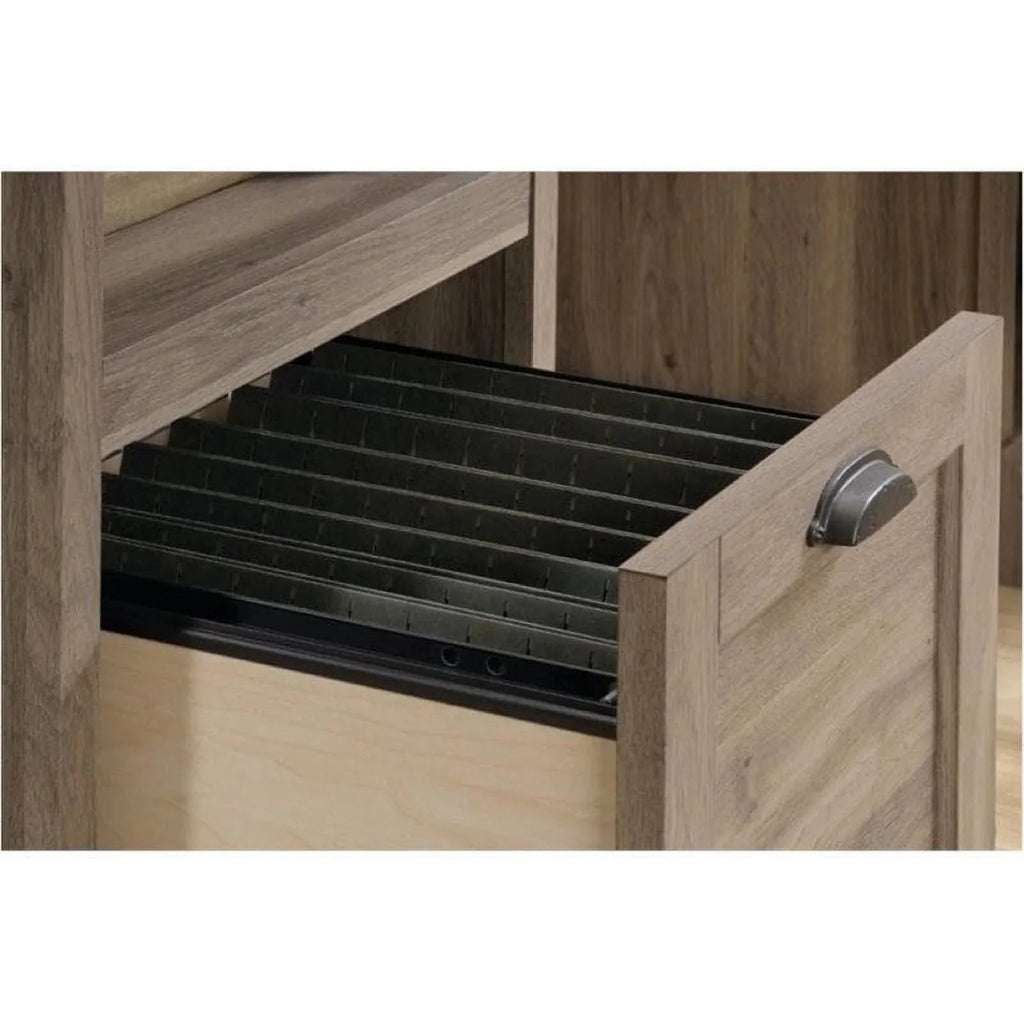 Bowery Hill Traditional Wood Executive Desk With File Drawer, Salt Oak