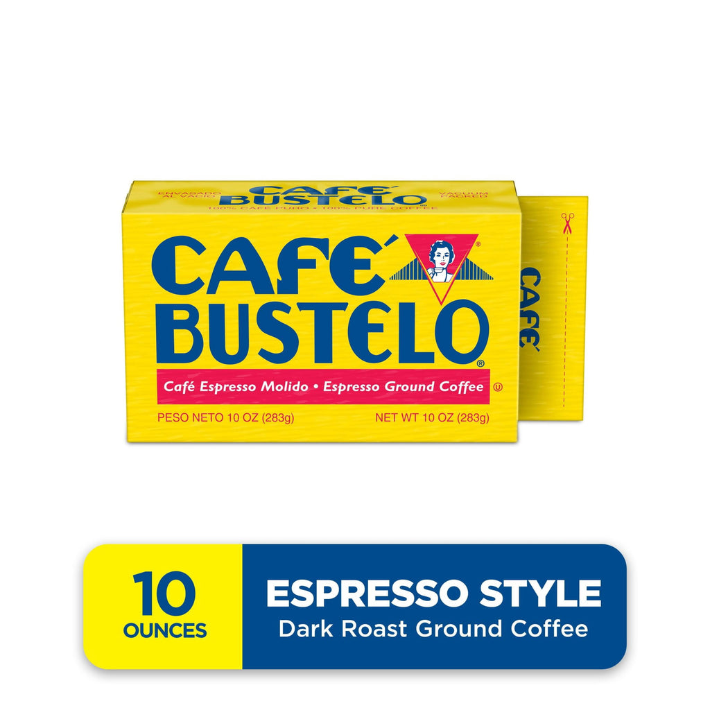 12 pack) Cafe Bustelo, Espresso Style Dark Roast Ground Coffee, Vacuum Packed 10 oz Brick