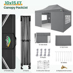COBIZI 10x20 Heavy Duty Pop-Up Canopy Tent With 6 Sidewalls - Black