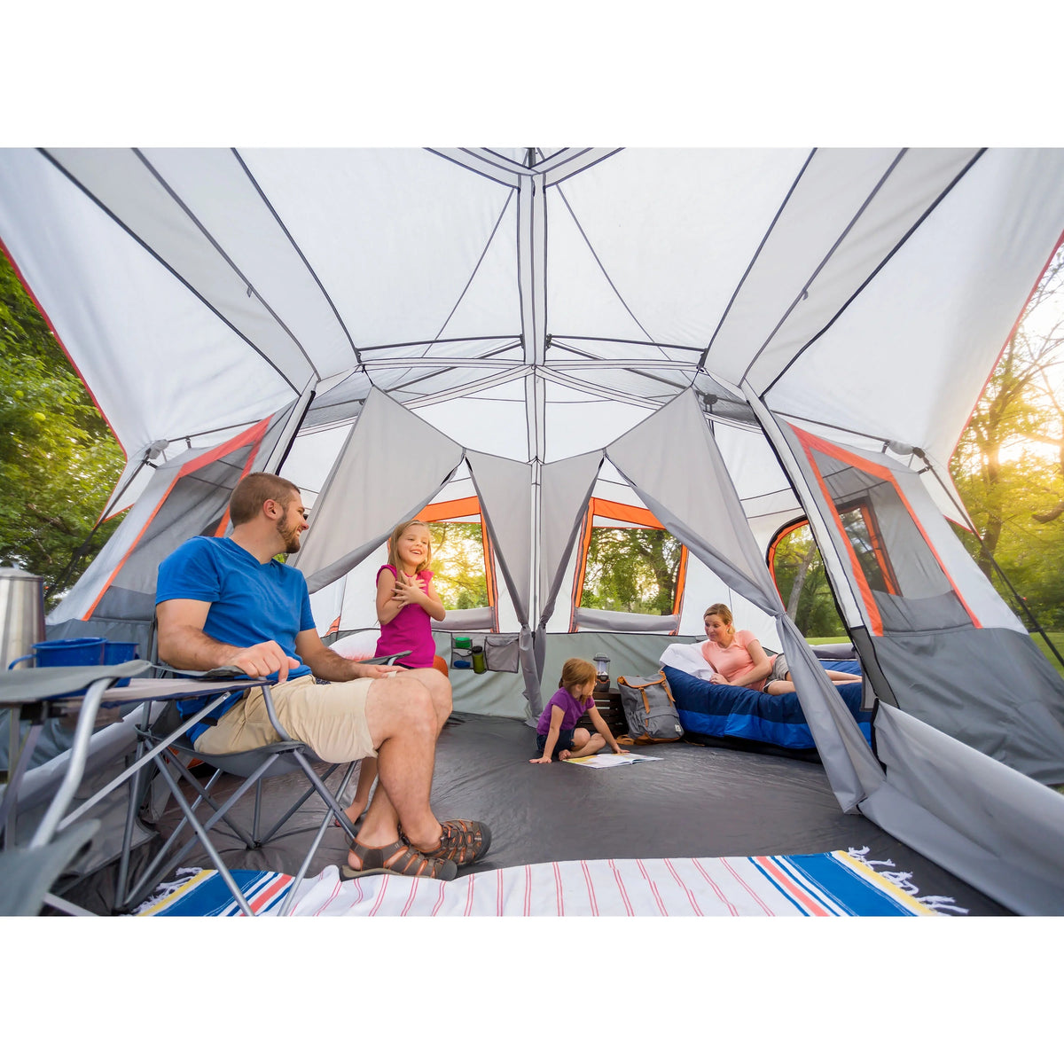 Ozark Trail 12-Person 3-Room Instant Cabin Tent With Screen Room, 20 ft x 18 ft, 56.5 lbs