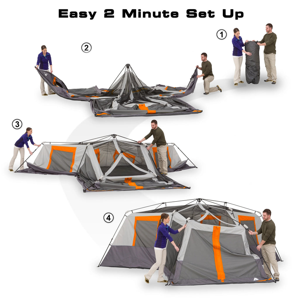 Ozark Trail 12-Person 3-Room Instant Cabin Tent With Screen Room, 20 ft x 18 ft, 56.5 lbs