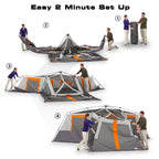 Ozark Trail 12-Person 3-Room Instant Cabin Tent With Screen Room, 20 ft x 18 ft, 56.5 lbs