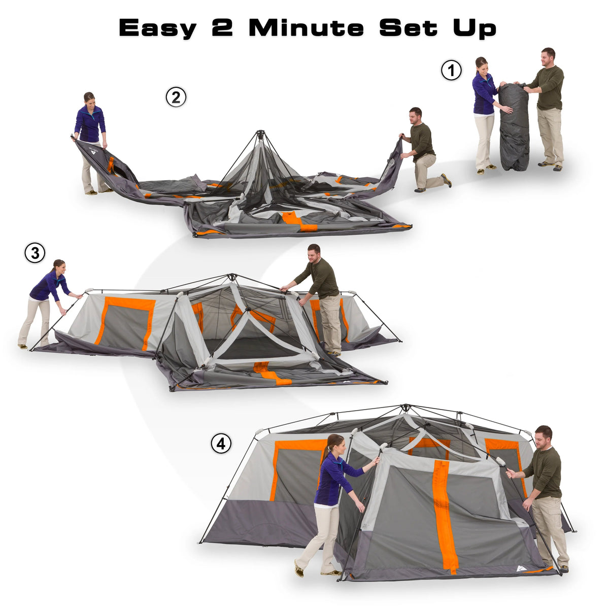 Ozark Trail 12-Person 3-Room Instant Cabin Tent With Screen Room, 20 ft x 18 ft, 56.5 lbs