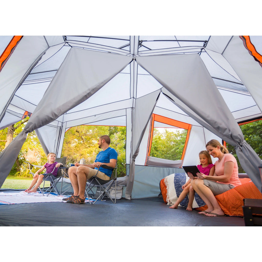 Ozark Trail 12-Person 3-Room Instant Cabin Tent With Screen Room, 20 ft x 18 ft, 56.5 lbs