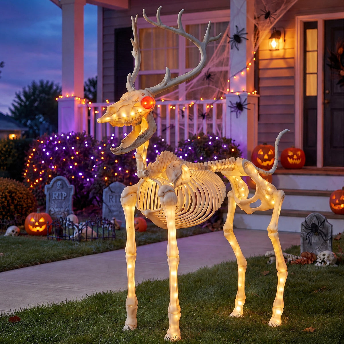 Light-Up Deer Skeleton Decoration, Ivory, 60", Halloween by Way To Celebrate