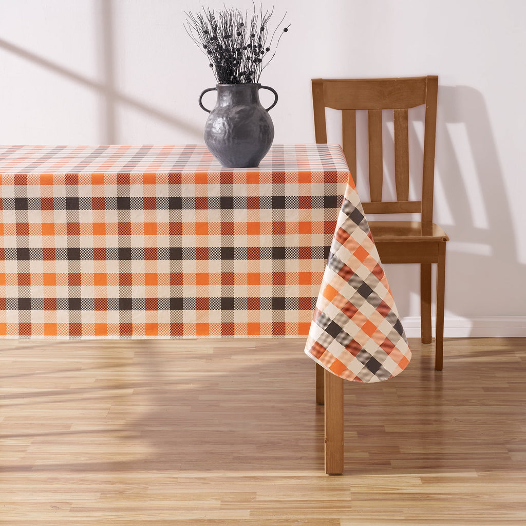 Way To Celebrate Halloween PEVA Tablecloth Indoor & Outdoor Table 60" x 84" - Buffalo Plaid