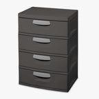 Sterilite Heavy-Duty 4 Drawer Plastic Storage Unit, Flat Gray
